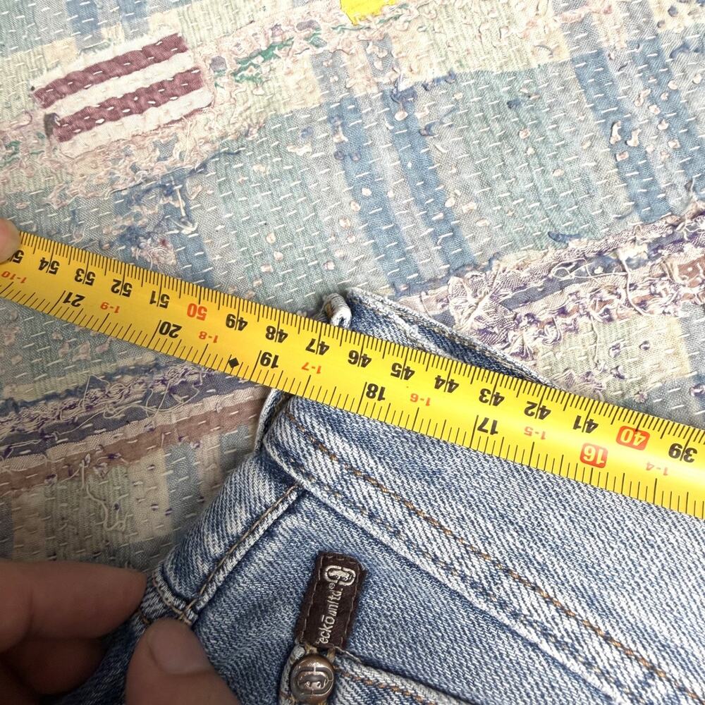 Vintage Y2K Ecko Unltd Light Wash Denim Short 38 Embroidered Pocket Rhino Baggy - Picture 9 of 13